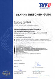 Lars Homburg, Befähigte Person zur Prüfung von Sicherheitsbeleuchtungen